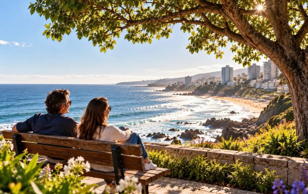 Personas contemplan un paisaje junto al mar