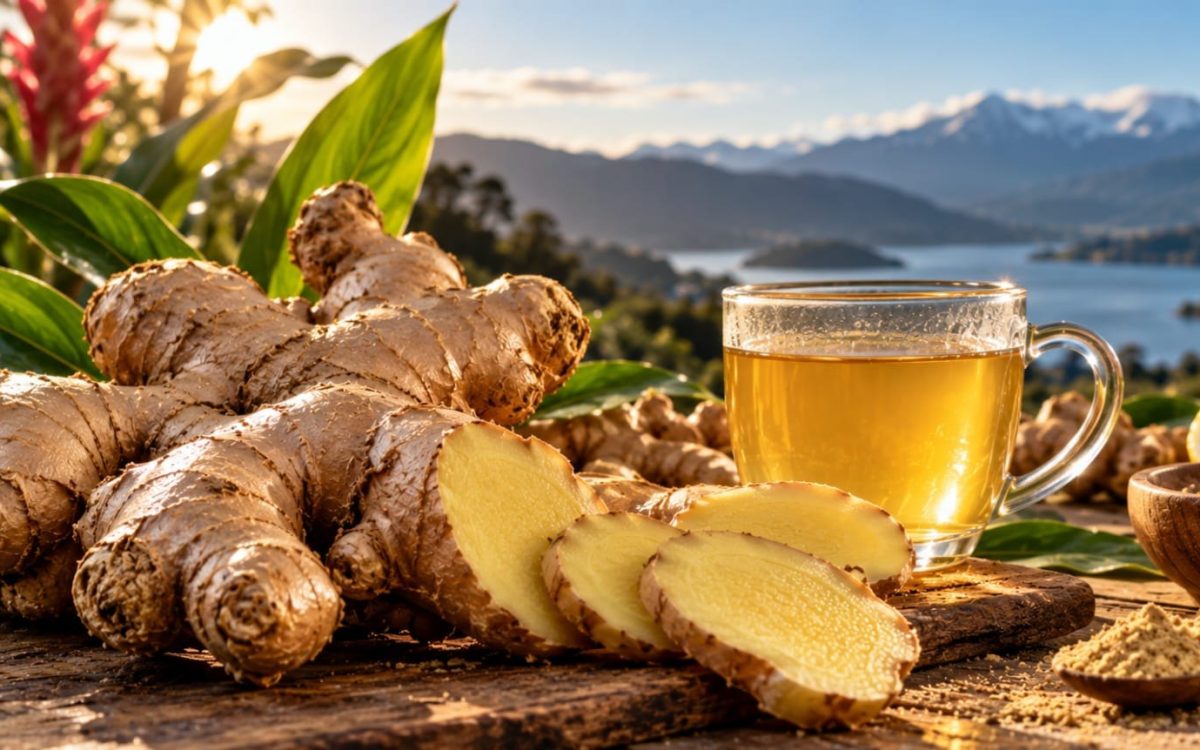 Jengibre y una taza de infusión