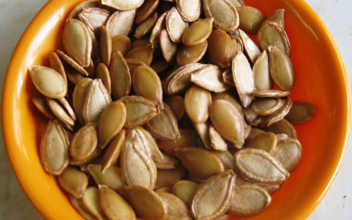 Semillas de zapallo. Fotografía referencial de un alimento.