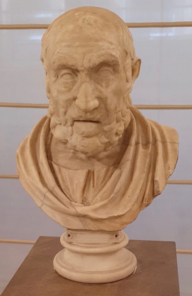 Busto que representa a Hipócrates.